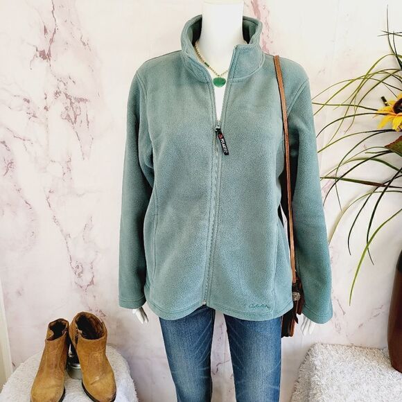 Cabela's sage green zip front polartec fleece jacket - Picture 3 of 7